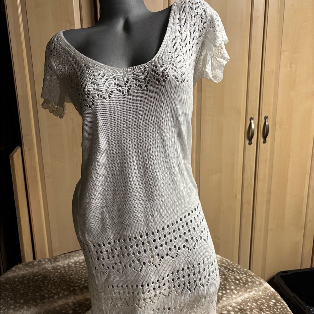 White Lace Knit Dress